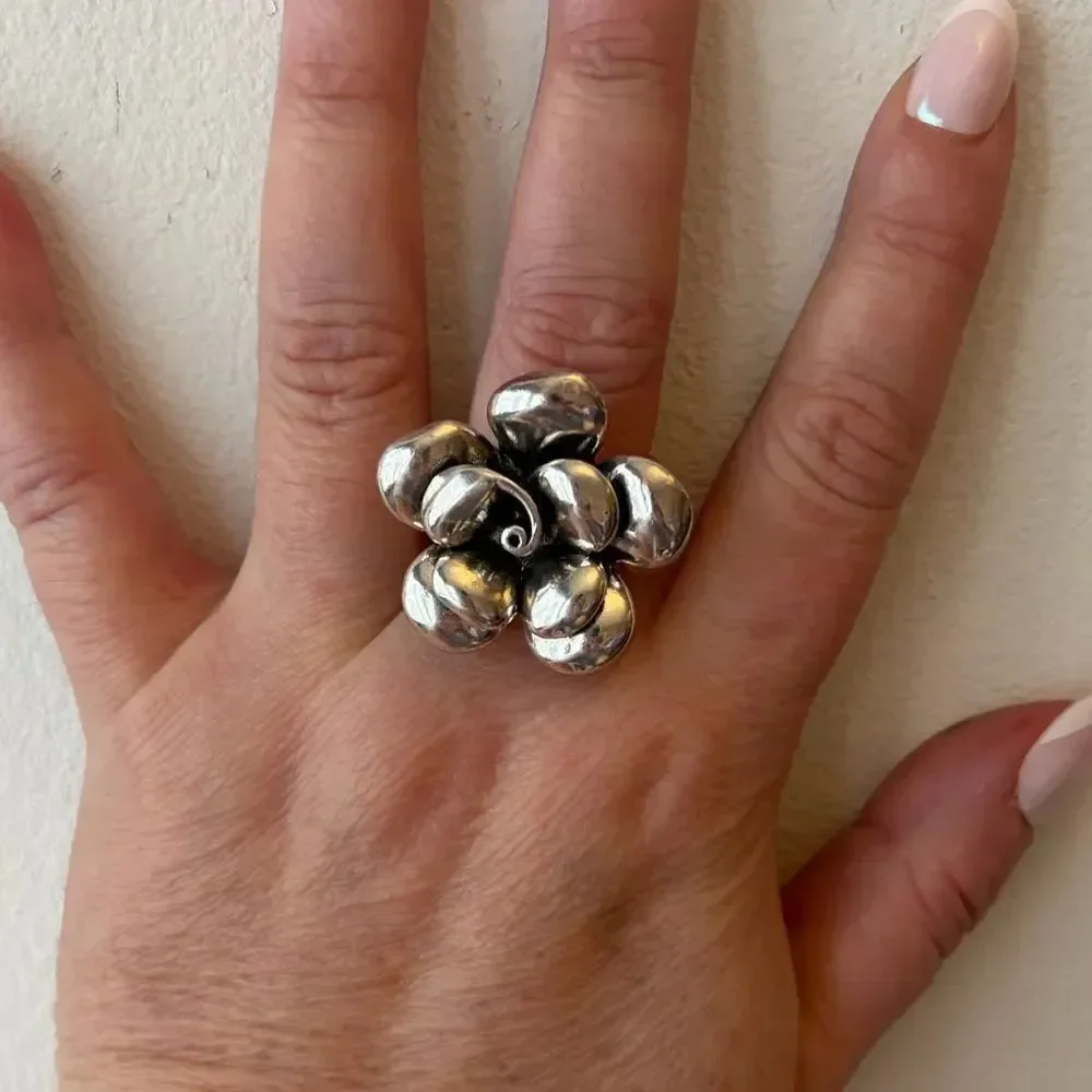 The Antique inspired oversized flower ring adjustable